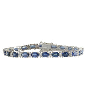 13.49 Carat Natural Sapphire 14K White Gold Diamond Bracelet - Fashion Strada