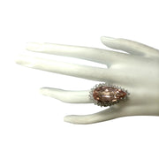 13.05 Carat Natural Morganite 14K White Gold Diamond Ring - Fashion Strada