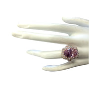 12.33 Carat Natural Kunzite 14K Rose Gold Diamond Ring - Fashion Strada
