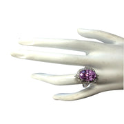 11.65 Carat Natural Kunzite 14K White Gold Diamond Ring - Fashion Strada