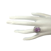 11.03 Carat Natural Kunzite 14K White Gold Diamond Ring - Fashion Strada