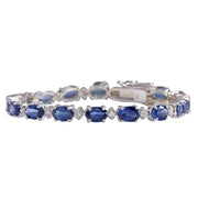 10.95 Carat Natural Sapphire 14K White Gold Diamond Bracelet - Fashion Strada