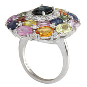 10.83 Carat Natural Ceylon Sapphire 14K White Gold Diamond Ring - Fashion Strada