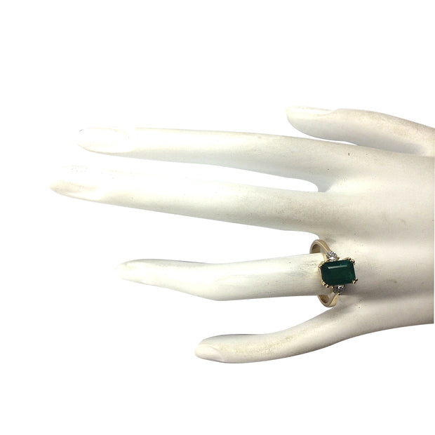 1.94 Carat Natural Emerald 14K Yellow Gold Diamond Ring - Fashion Strada