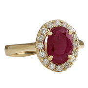 1.81 Carat Natural Ruby 14K Yellow Gold Diamond Ring - Fashion Strada