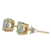 1.06 Carat Natural Aquamarine 14K Yellow Gold Earrings - Fashion Strada