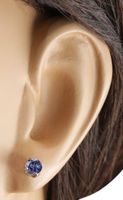 1.00 Carat Natural Tanzanite 14K White Gold Earrings - Fashion Strada