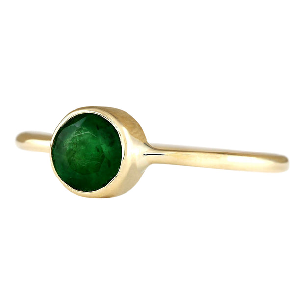 0.85 Carat Natural Emerald 14K Yellow Gold Ring - Fashion Strada