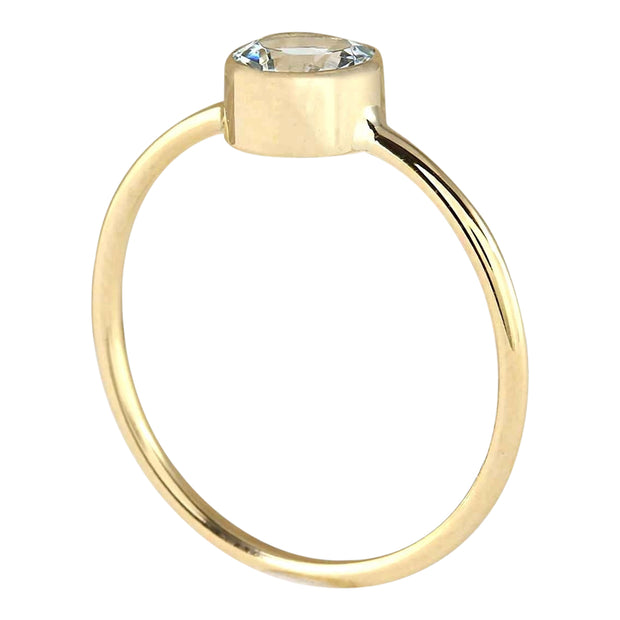 1.00 Carat Natural Aquamarine 14K Yellow Gold Ring - Fashion Strada