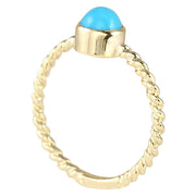 1.00 Carat Natural Turquoise 14K Yellow Gold Ring - Fashion Strada