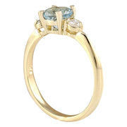 1.20 Carat Natural Aquamarine 14K Yellow Gold Diamond Ring - Fashion Strada