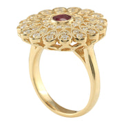 1.40 Carat Natural Ruby 14K Yellow Gold Diamond Ring - Fashion Strada