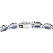16.96 Carat Natural Sapphire 14K White Gold Diamond Bracelet - Fashion Strada