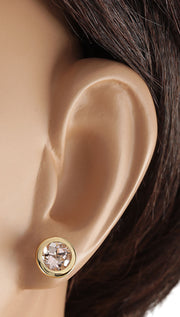 2.00 Carat Natural Morganite 14K Yellow Gold Earrings - Fashion Strada