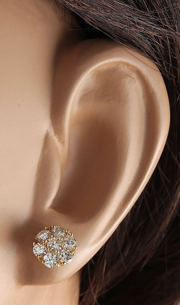 2.45 Carat Natural Diamond 14K Yellow Gold Earrings - Fashion Strada