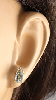 2.65 Carat Natural Aquamarine 14K Yellow Gold Diamond Earrings - Fashion Strada