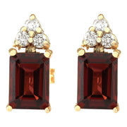 2.65 Carat Natural Garnet 14K Yellow Gold Diamond Earrings - Fashion Strada