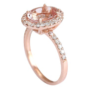 2.67 Carat Natural Morganite 14K Rose Gold Diamond Ring - Fashion Strada