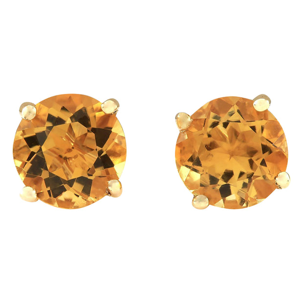 3.00 Carat Natural Citrine 14K Yellow Gold Earrings - Fashion Strada