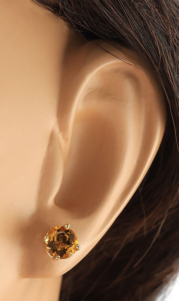 3.00 Carat Natural Citrine 14K Yellow Gold Earrings - Fashion Strada