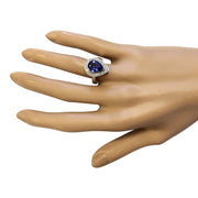 3.13 Carat Natural Tanzanite 14K White Gold Diamond Ring - Fashion Strada