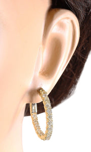 3.20 Carat Natural Diamond 14K Yellow Gold Earrings - Fashion Strada