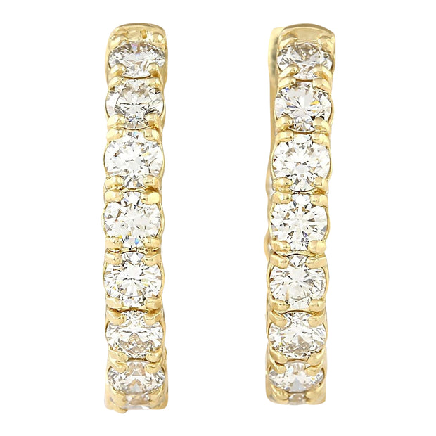 3.25 Carat Natural Diamond 14K Yellow Gold Earrings - Fashion Strada