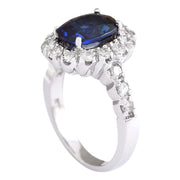 3.35 Carat Natural Sapphire 14K White Gold Diamond Ring - Fashion Strada