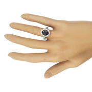 3.35 Carat Natural Sapphire 14K White Gold Diamond Ring - Fashion Strada
