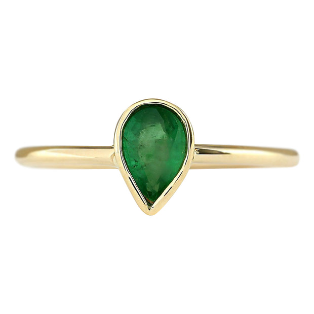 0.40 Carat Natural Emerald 14K Yellow Gold Ring - Fashion Strada