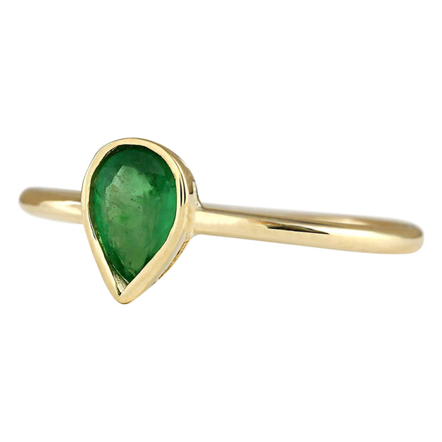 0.40 Carat Natural Emerald 14K Yellow Gold Ring - Fashion Strada