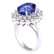 5.55 Carat Natural Sapphire 14K White Gold Diamond Ring - Fashion Strada