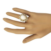 5.70 Carat Natural Opal 14K Yellow Gold Diamond Ring - Fashion Strada