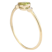 0.58 Carat Natural Peridot 14K Yellow Gold Diamond Ring - Fashion Strada