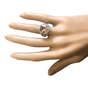 5.91 Carat Natural Morganite 14K White Gold Diamond Ring - Fashion Strada