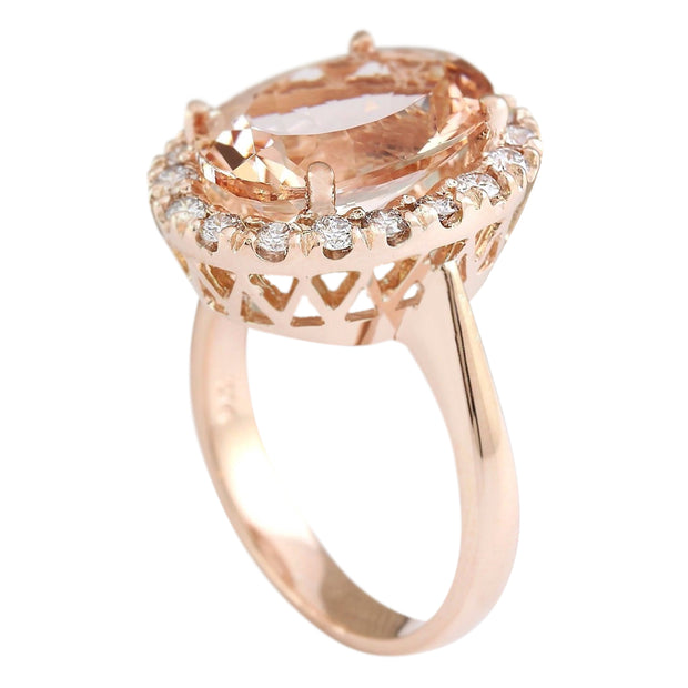 5.97 Carat Natural Morganite 14K Rose Gold Diamond Ring - Fashion Strada