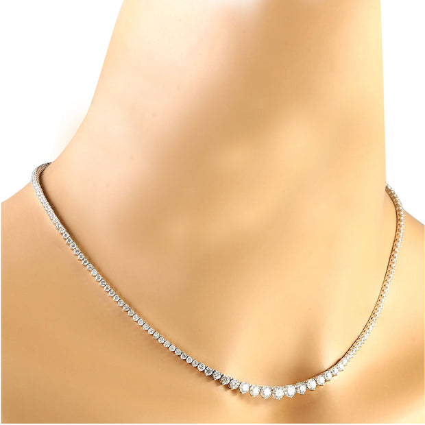 6.50 Carat Natural Diamond 14K White Gold Necklace - Fashion Strada