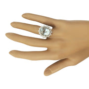 7.73 Carat Natural Aquamarine 14K White Gold Diamond Ring - Fashion Strada