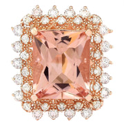 7.87 Carat Natural Morganite 14K Rose Gold Diamond Ring - Fashion Strada