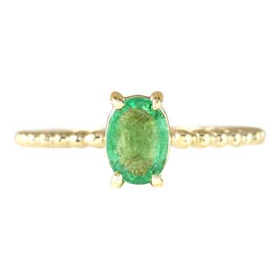 0.80 Carat Natural Emerald 14K Yellow Gold Ring - Fashion Strada