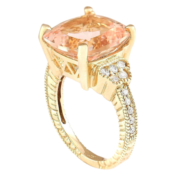 8.11 Carat Natural Morganite 14K Yellow Gold Diamond Ring - Fashion Strada