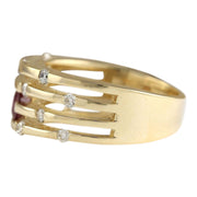 1.00 Carat Natural Ruby 14K Yellow Gold Diamond Ring - Fashion Strada