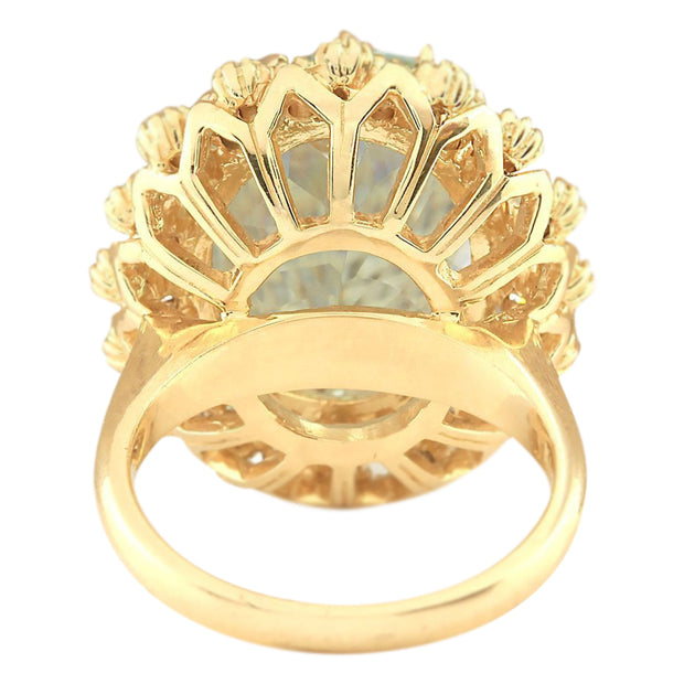 10.28 Carat Natural Aquamarine 14K Yellow Gold Diamond Ring - Fashion Strada