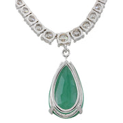 10.83 Carat Natural Emerald 14K White Gold Diamond Necklace - Fashion Strada