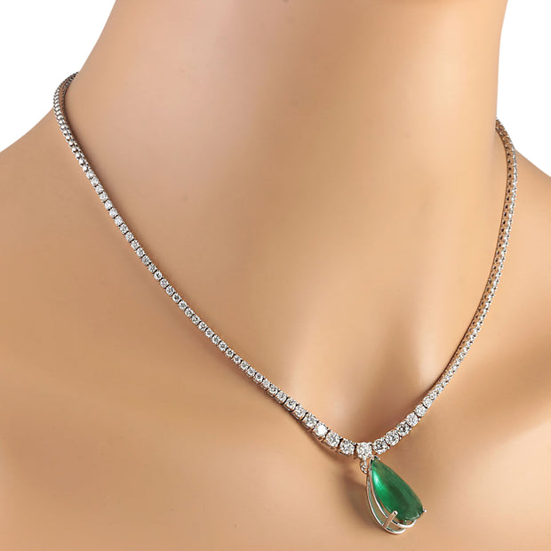 Buy 14K Solid White Gold Emerald Necklace, Emerald Cut Emerald Solitaire  Necklace, May Birthstone, Gemstone ,green Emerald Online in India - Etsy
