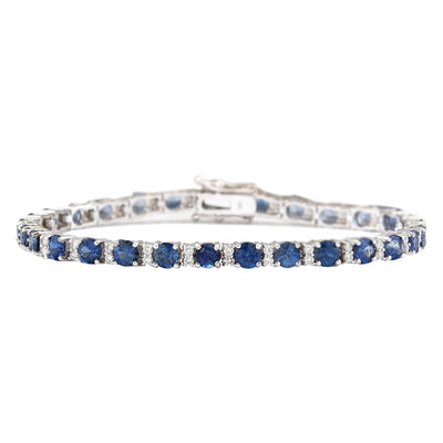 11.10 Carat Natural Sapphire 14K White Gold Diamond Bracelet - Fashion Strada