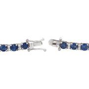 11.10 Carat Natural Sapphire 14K White Gold Diamond Bracelet - Fashion Strada