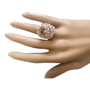 11.24 Carat Natural Morganite 14K Rose Gold Diamond Ring - Fashion Strada