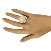 11.29 Carat Natural Opal 14K Yellow Gold Diamond Ring - Fashion Strada