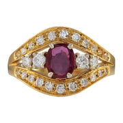 1.15 Carat Natural Ruby 14K Yellow Gold Diamond Ring - Fashion Strada